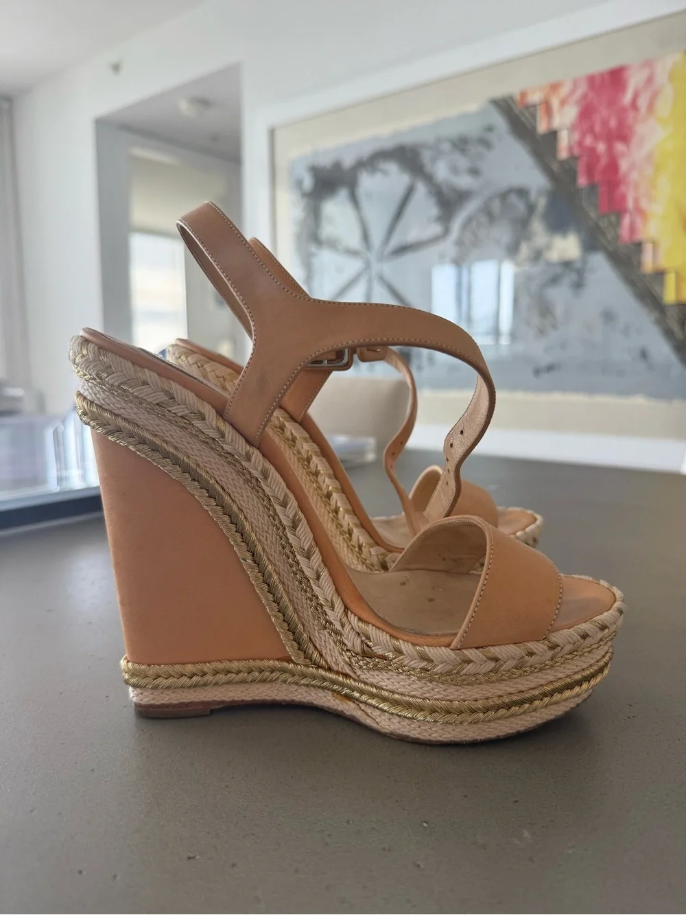 Women’s Tan Espadrille Wedge Sandals